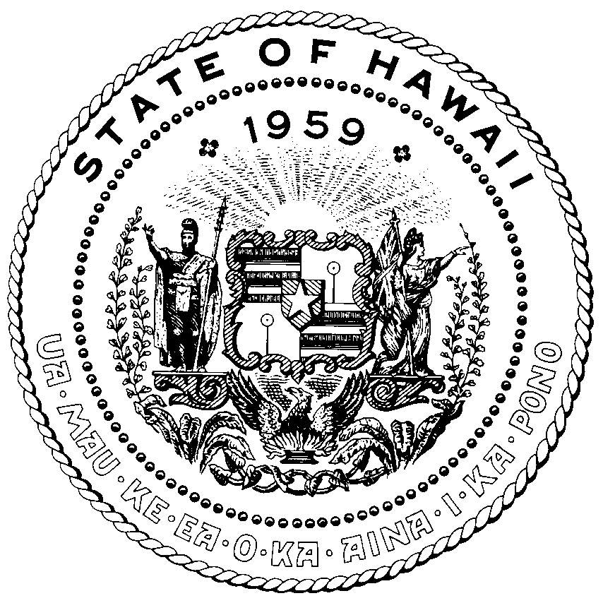 Hawaii State Seal in black and white